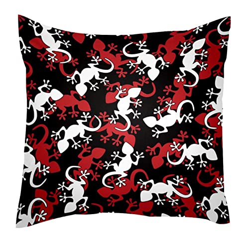 Tbouobt Throw Pillow Case Cushion Cover, Decorations For Sofa Couch Bed Chair, Animal Silhouette Lizard Red White #TOP14