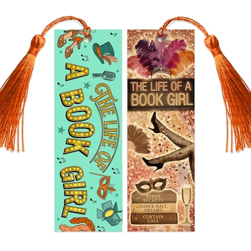 2 Pack Acrylic Bookmarks with Tassel Broadway Showgirl Inspired Book Markers Vintage Stage Theme Reading Accessories for Book Lovers Bookish Page Markers for Home Library Decor