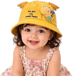 Yanwenx Kids Bucket Hat with Cartoon Patch & Wing Design – Cotton Summer Cap for Boys & Girls (2-5 Years) Breathable Sun P... Price In India