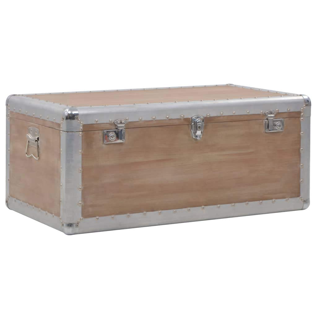 Baúl de almacenamiento de madera maciza de abeto con asas, 91 x 52 x 40 cm, color marrón, para salón