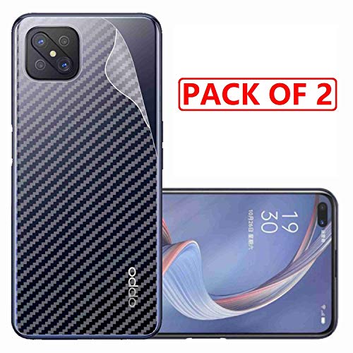 Image of Compatible with (Pack of 2) Oppo A92S Back Screen Protective Film Carbon Fiber Skin Transparent Screen Guard Sticker