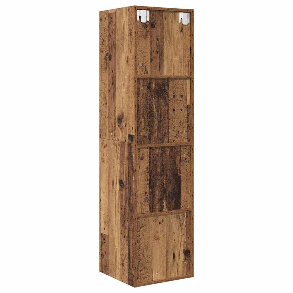 TV-Schrank Altholz Optik, 37x37x142,5 cm Holzwerkstoff, Wandmontage, schwebend, für Wohnzimmer, Schlafzimmer, Entertainment Center, Media Console