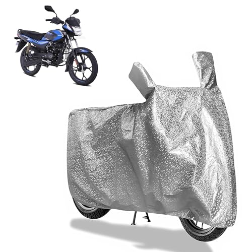 Image of Sulfar Bike Cover for Bajaj Platina (110) | Waterproof, Dustproof & UV Protected | All Weather Two Wheeler Cover (Silver) New 2026 Variants