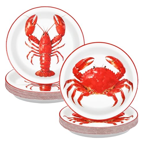 50Pcs Crawfish Boil Round Paper Plates 9 Inch Heavy Duty Disposable Lobster Seafood Shrimp Boil Dessert Plate Crawfish Crab Platters for Summer Picnic Barbecue Baby Shower Birthday Party Decoration 50Pcs Crawfish Boil Round Paper Plates 9 Inch Heavy Duty Disposable Lobster Seafood Shrimp Boil Dessert Plate Crawfish Crab Platters for Summer Picnic Barbecue Baby Shower Birthday Party Decoration