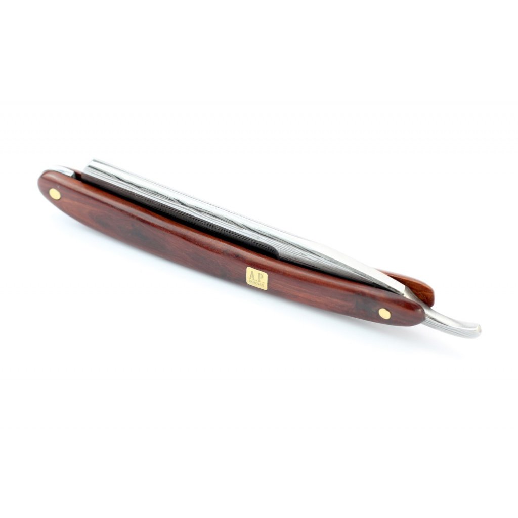 Luxus 7/8" Rasiermesser mit Damast-Klinge und Mahagoni Holzgriff (inkl. Rasierseife, Rasierpinsel, Streichriemen) Geschenke für Männer - Geschenkset