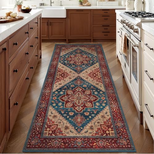 Image of Tangsoo 2x6 Washable Runner Rug for Hallways, Vintage Non Slip Rug Runners