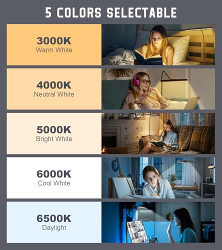 Adjustable LED Desk Lamp for Home Office – Eye-Caring Task Light with 5 Dimmable Settings and USB Adapter