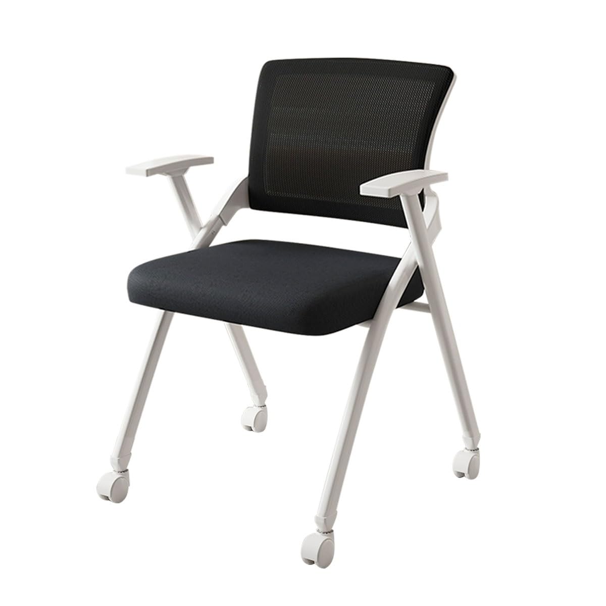Chaise de bureau pliable blanche sur roues LWX avec accoudoirs pour ordinateur portable