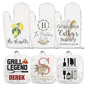 Personalized Oven Mitt and Pot Holder Set Personalized Oven mitt Personalized Pot Holder Personalized Kitchen Gifts Housewarming Wedding Gift The Britians