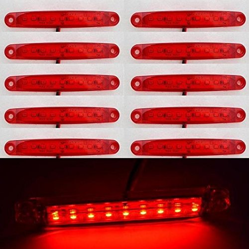 24/7Auto YP117 Lot De 10 Balises Led Latérales Arrière De Contour 24 V Pour Camion Remorque Caravane Rouge