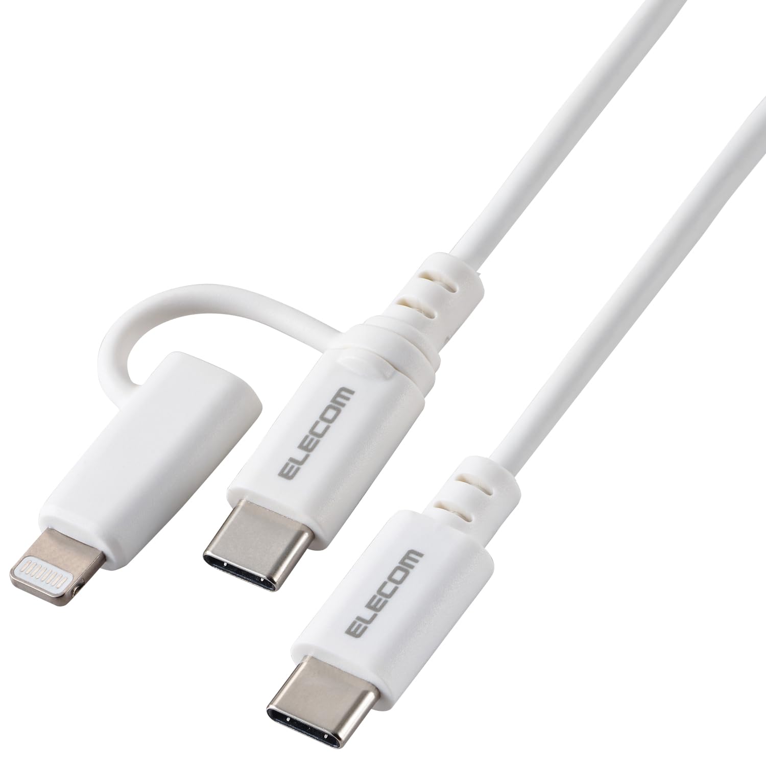 エレコム 2in1 USB-C+Lightning 1m 白