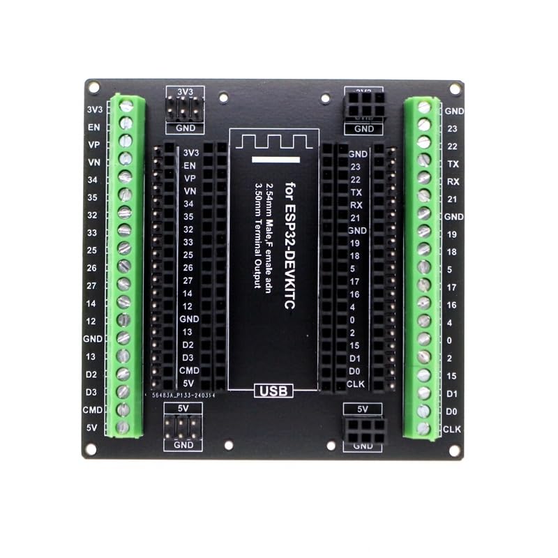 Module ESP32 Shield à vis, DC 3,3 V-5,5 V 38 broches GPIO 1 à 3 carte d'extension pour ESP32 ESP-WROOM-32 ESP32-DevKitC