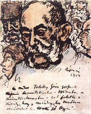 Peinture à l'huile Franz Josef 1914 par Rippl-Rónai - Toile de salon élégante 20x24