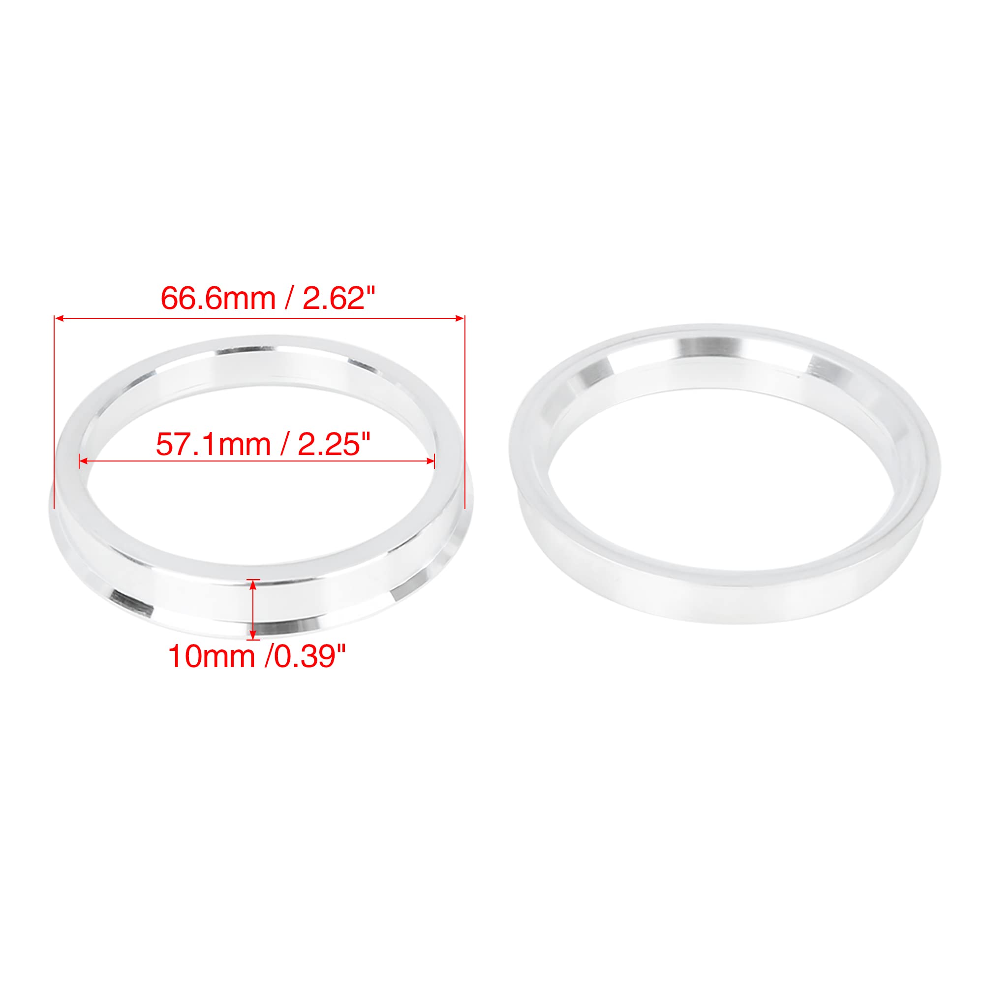 X AUTOHAUX Lot De 4 Bagues De Centrage 57.1-66.6Mm Pour Voiture | Pour Installation Entre Moyeu Et Roue, Élimine Vibrations, Profondeur 10mm, Ajustement Précis