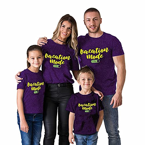 Gazelle ActiveFeel Good Vacation Mode On Family Printed Round Neck Purple Cotton T-Shirt