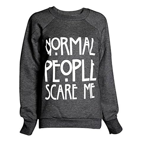 Women's Normal People Scare Me Print Fleece Sweatshirt Hoodie Top 7 colors Cover