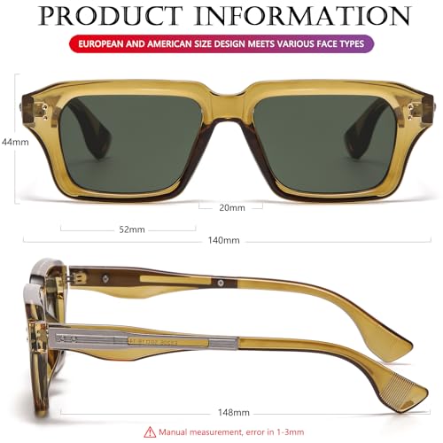 Image of AIEYEZO Rectangle Sunglasses for Men Women Fashion Square Frame Sun Glasses 90's Retro Designer Shades