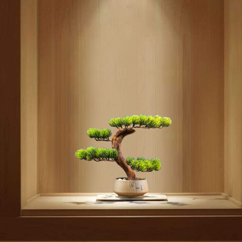Artificielle Bonsaï Nouvelle simulation chinoise Petite Yiningbin Pine Arbre Simulation Tree Jardin d'extérieur Accueil Décoration de bureau Faux Plante Potouche Simulation Arbre Bonsaï Plante Artific