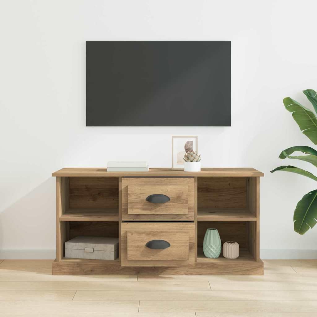 Elegante mueble de TV de madera con amplio espacio de almacenamiento, armario de TV con compartimentos abiertos y cajones, así como placa superior resistente para el hogar