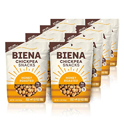 BIENA Chickpea Snacks, Honey Roasted | Gluten Free | Dairy Free | Vegetarian | Plant-Based Protein (8 Pack)