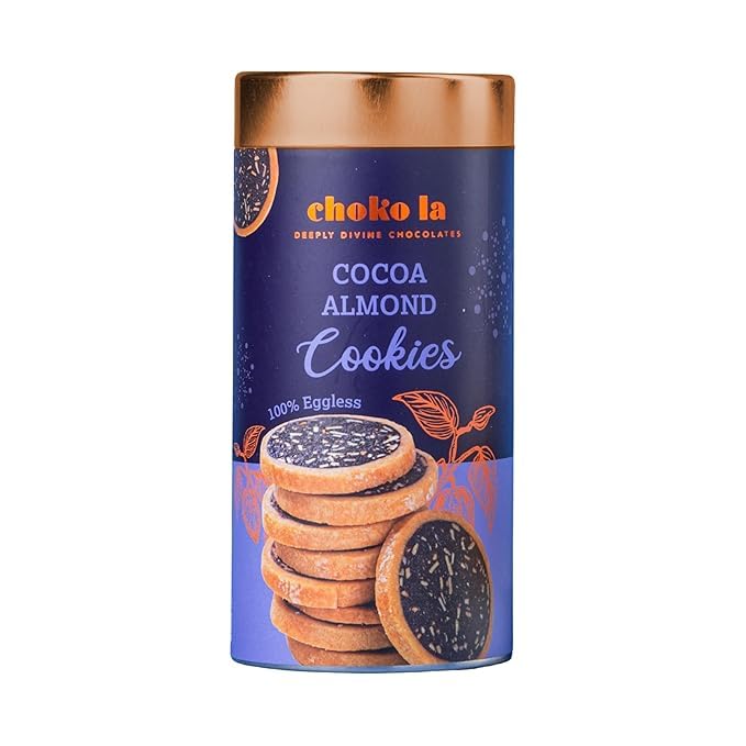 Image of Chokola Cocoa Almond Cookies -160g | High Protein Nutty Gourmet Cookies Made with Almonds & Cocoa | Purely Natural, No Additives | Healthy Gifting Snack