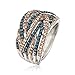 Ross-Simons 1.00 ct. t.w. Blue and Champagne Diamond Ring in Sterling Silver. Size 10