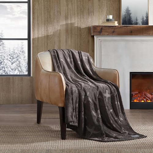 Image of Eddie Bauer - Throw Blanket, Ultra-Soft & Embossed Plush Bedding, Blanket for Couch & Bed (Geese Dark Brown, 50 inch x 70 inch)