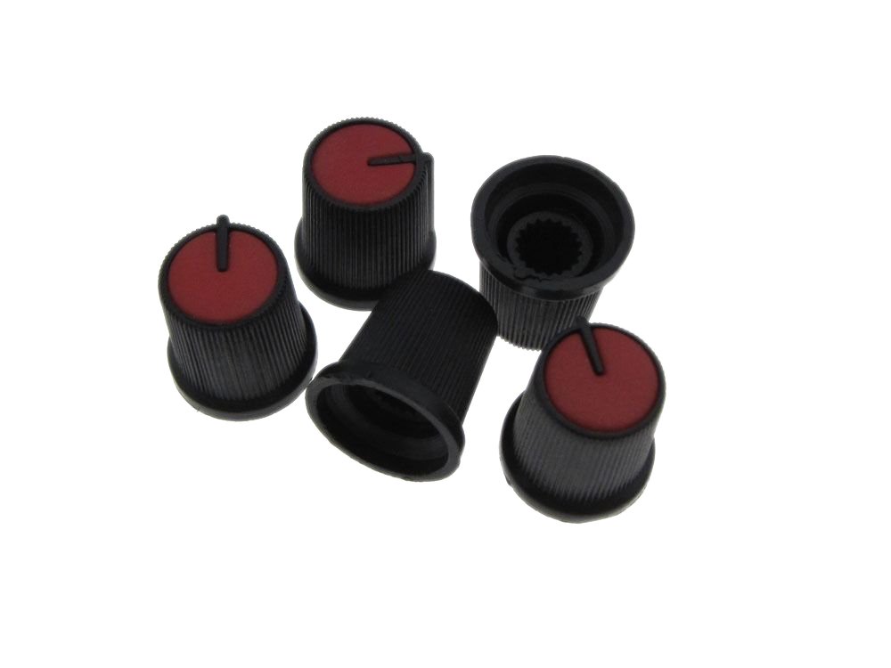 Knob Cap for 6mm Knurled Shaft Potentiometers Pot Red Pack of 5
