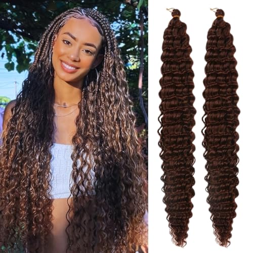 Brown Deep Wave Crochet Hair for Boho Braids 33# Synthetic