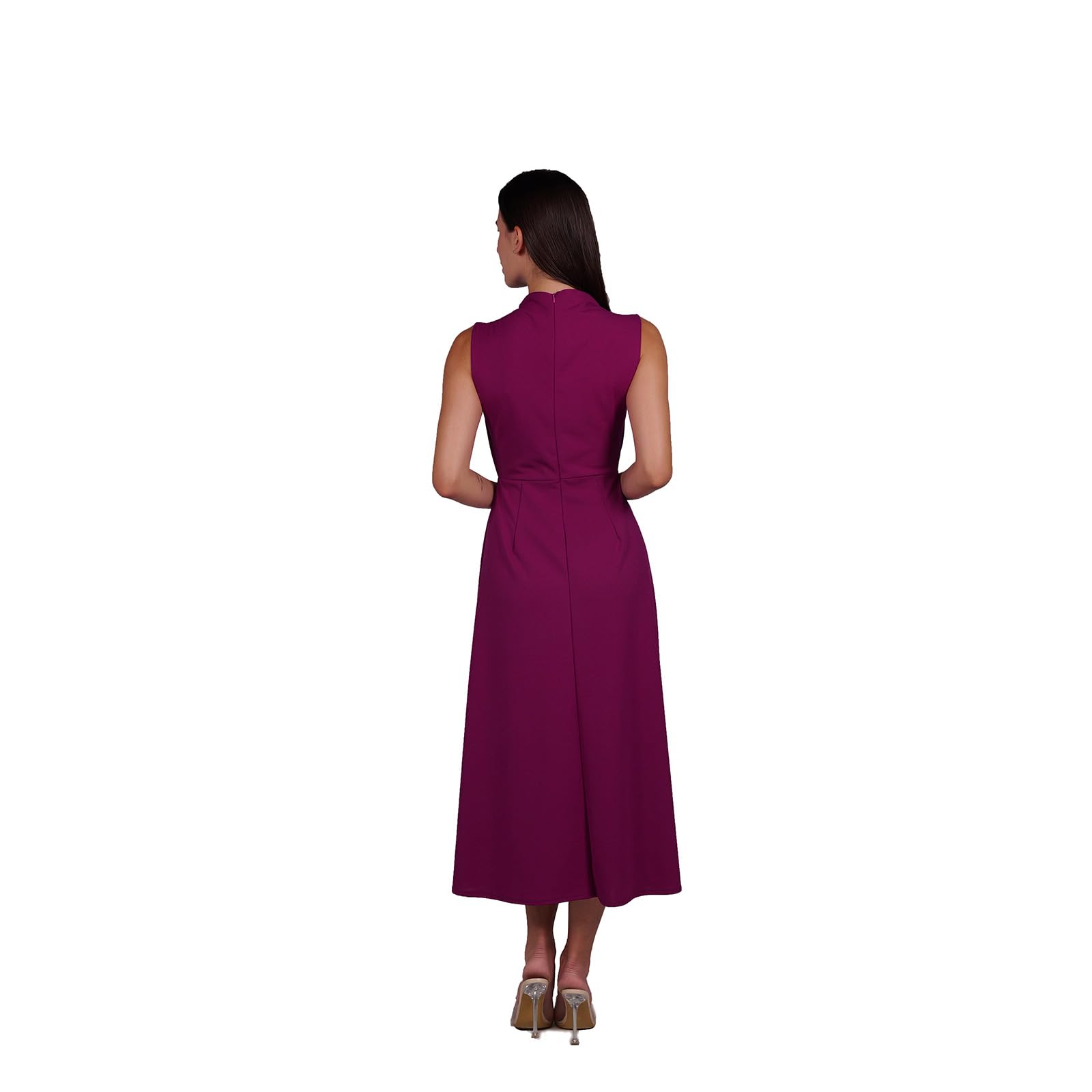 Vestido Midi para mujer elegante con nudo al cuello – perfecto para boda, fiesta, ceremonia, oficina y uso diario