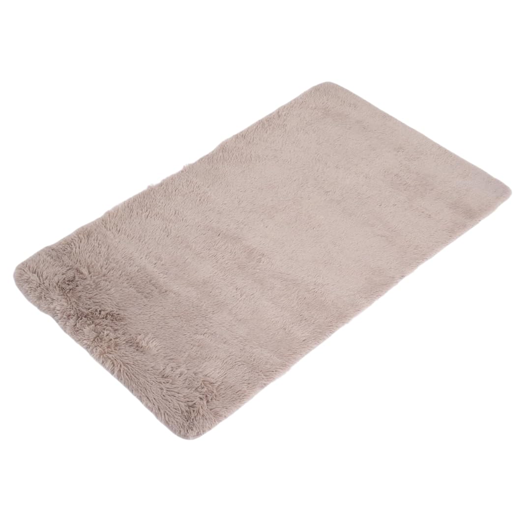 Sienna Natural Beige Rug for Living Room, Super Soft Anti-Slip Small Rugs for Bedroom Modern Fluffy Shaggy Area Rug Thick Pile Non-Shedding Floor Carpet, 80 x 150cm