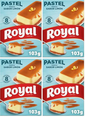 Royal Pastel Fresco Limón, Preparado en Polvo Sin Horno 8 Raciones, Pack 103 g (Paquete de 4)