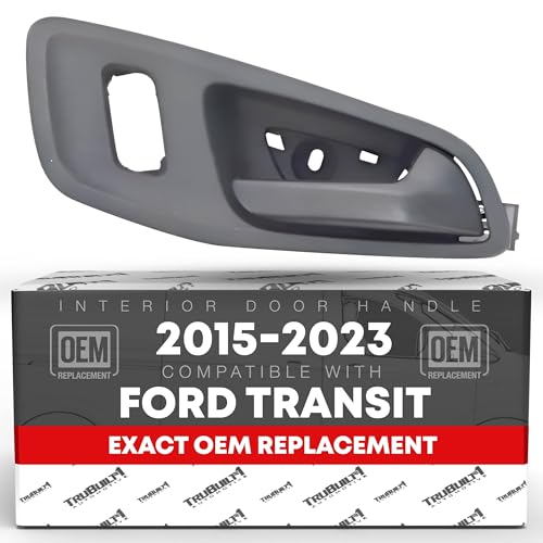 Image of T1A Interior Front Passenger Door Handle Replacement - Compatible with 2015-2023 Ford Transit - Textured Black, Plastic - OEM CK4Z-9946318-A BK2Z-6126680-A