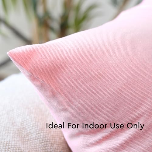 Image of Encasa XO Throw Pillow Covers 16x16 in Set of 2 Light Pink | No Inserts | Cotton Pillow Covers for Living Room, Bed, Sofa, Couch | Decorative Cushion Covers with Improved Zipper