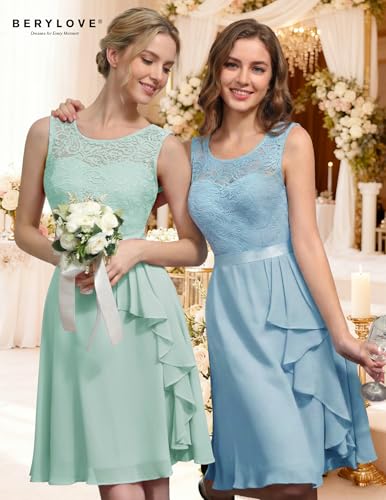 Image of BeryLove Womens Boat Neck A Line Sleeveless Lace Formal Homecoming Dress