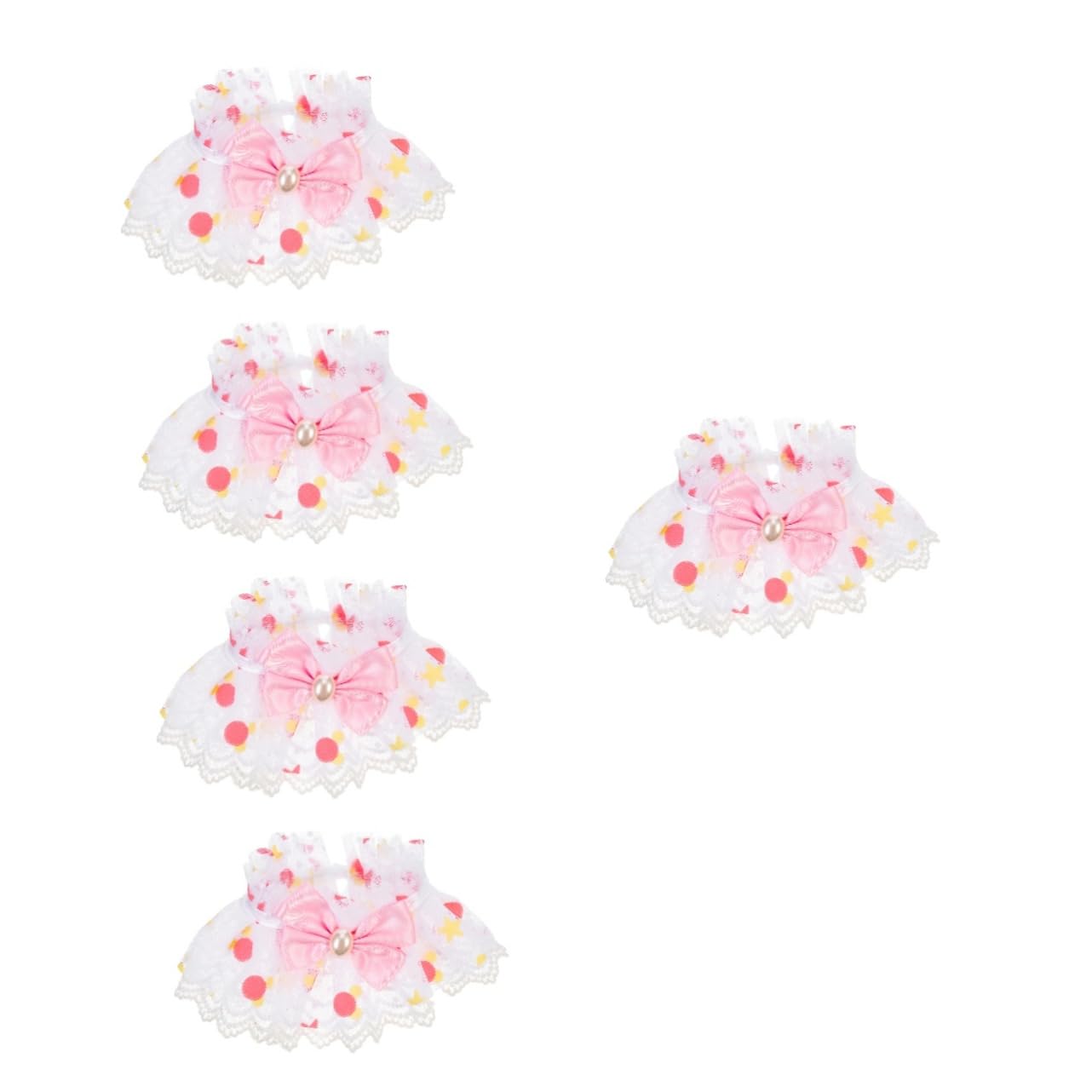 minkissy 5 x Katzenhalsband, Spitzenschal, Chihuahua-Halsband, Mädchen-Outfits, Kätzchen-Halsband mit Glöckchen, Kostüm, Kätzchen-Halsband, Katzenhalsband, Haustier-Hals-Ornament,
