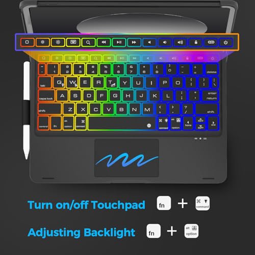 Image of NOKBABO for iPad 10th 11th (A16) Generation Case with Keyboard, iPad Air 11 inch case (M4 /M3 /M2), Keyboard for iPad Pro 11 (4th /3rd /2nd /1st) & iPad Air 5 /4, Trackpad, 360 Swivel, Backlit - Matt Black