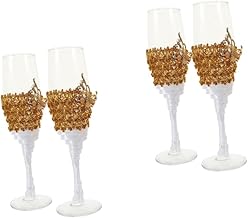 ARTIBETTER 4 peças de taças de vidro de renda copos copos copos de beber taças de vidro taças de coquetel taças de champanhe cupê taças de champanhe taças de champanhe adereços de festa decoração de casamento conjunto de taças