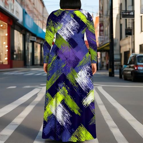 Image of PinkPatty Plus Size Maxi Dresses for Women Long Sleeve Crew Neck Sundress Casual Fall Dress with Pockets