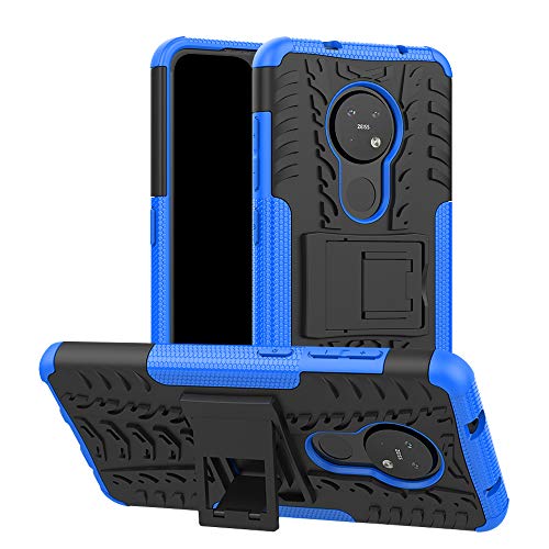 SKTGSLAMY Compatible with Nokia 6.2 Case, Nokia 7.2 Case,[Shockproof] Tough Rugged Dual Layer Protective Case Hybrid Kickstand Cover for Nokia 6.2  Nokia 7.2 (Blue)