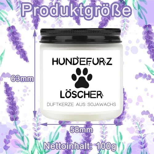 Scentoria Geschenke für Hundebesitzer Frauen, Duftkerze im Glas - Hundefurz Löscher, Lustige Geschenk für Hunde Liebhaber Frau Freundin zum Geburtstag, Geburtstagsgeschenk für Frauen Mann(Lavendel)