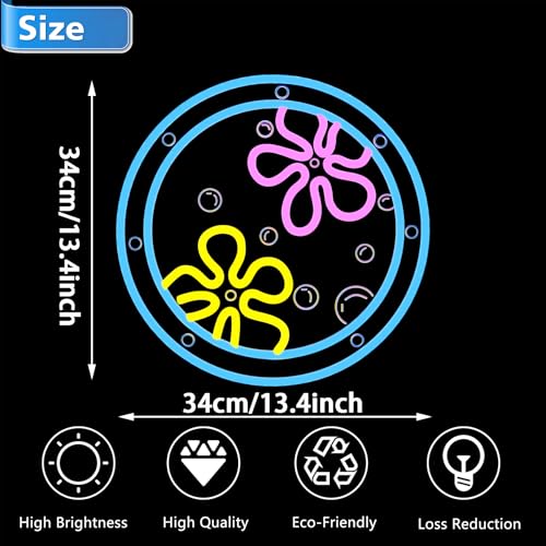 Image of Ocean World Porthole Neon Lights,LED Under Sea Porthole Neon Signs for Wall Decor,Neon Light Sign Neon Room Decor,USB Night Lights for Bedrooms,Game Rooms,Parties,Holiday Gifts(13.4 * 13.4in)