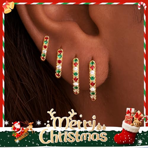 Image of Small Gold Huggie Hoop Earrings Set for Women Men Hypoallergenic 14K Plated Stack Cartilage Earrings, Sterling Silver Multiple Piercing Lightweight Mini Thin Cute Dainty Trendy Jewelry Gifts for Women
