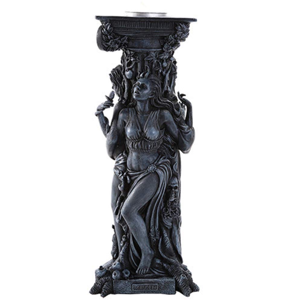 Pacific Giftware Grey Triple Goddess Mother Maiden Crone Pagan Worship Decorative Tea Light Candle Holder Stand 10 Inches Tall (Gray Stone) Polyresin Home Decor