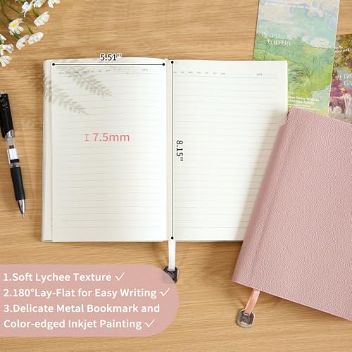 Carnet ligné A5 rose avec papier épais de 160 pages de qualité