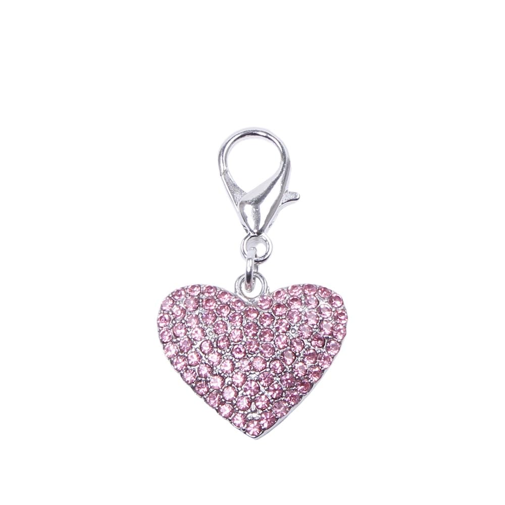 BBDDKEG Dog and cat shiny heart shape full rhinestone charm pendant