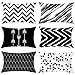 Daesar 6 Fundas de Cojín,Cojines Decoracion Sin Relleno,Línea Ondulada Celosía de Flecha Fundas 50x30 Cojin Negro Blanco