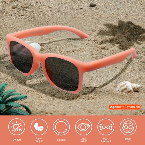 Image of Toddler Kids Sunglasses for Boys Girls Age 2-12 Polarized UV400 with Strap