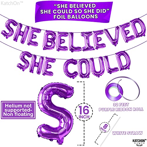 Image of KatchOn Purple She Believed She Could So She Did Balloons - 16 Inch | Congrats Balloon for Congratulations Decorations | Graduation Balloon Class of 2026 for Graduation Decorations 2026