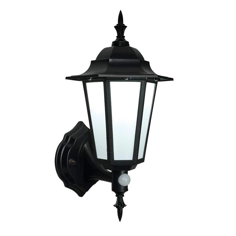 Saxby Evesham 7W Black Traditional Outdoor Garden Security PIR IP44 Lantern LED Wall Light